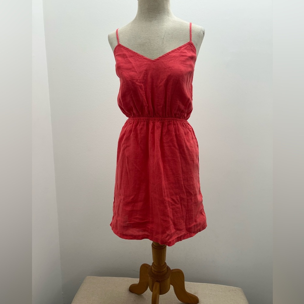 J. Crew Vibrant Coral Dress 100%Linen